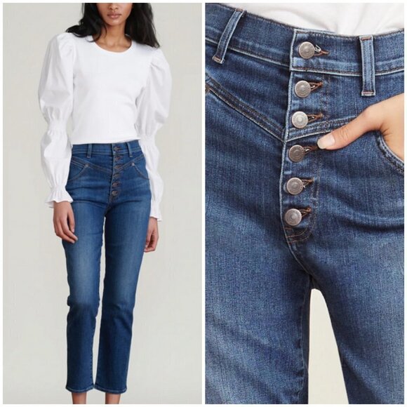 💕VERONICA BEARD💕 Ryleigh Slim-Straight Jeans Front Yoke Durango Blue 28 NWT - Picture 4 of 16